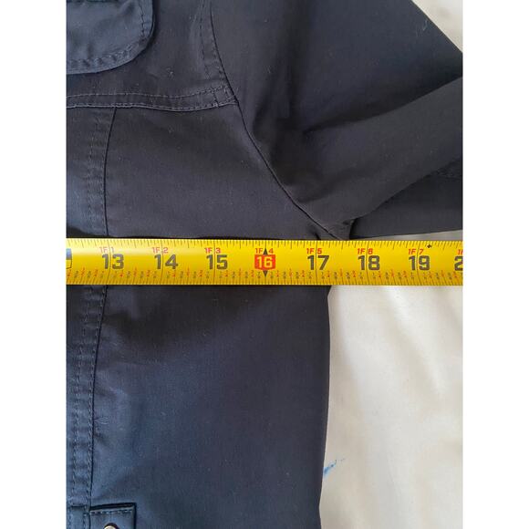 Chico’s Black Utility Jacket Size 0 (S) Stretch Cotton Gold Buttons Classic Chic - Picture 9 of 12